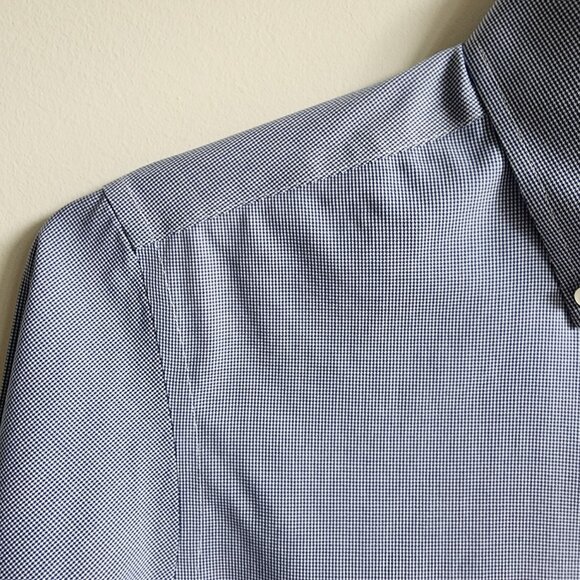 14.5 32/33 Blue Dress Shirt Jos A Bank Traveler New Houndstooth Tailored Fit Nwt - Picture 13 of 17